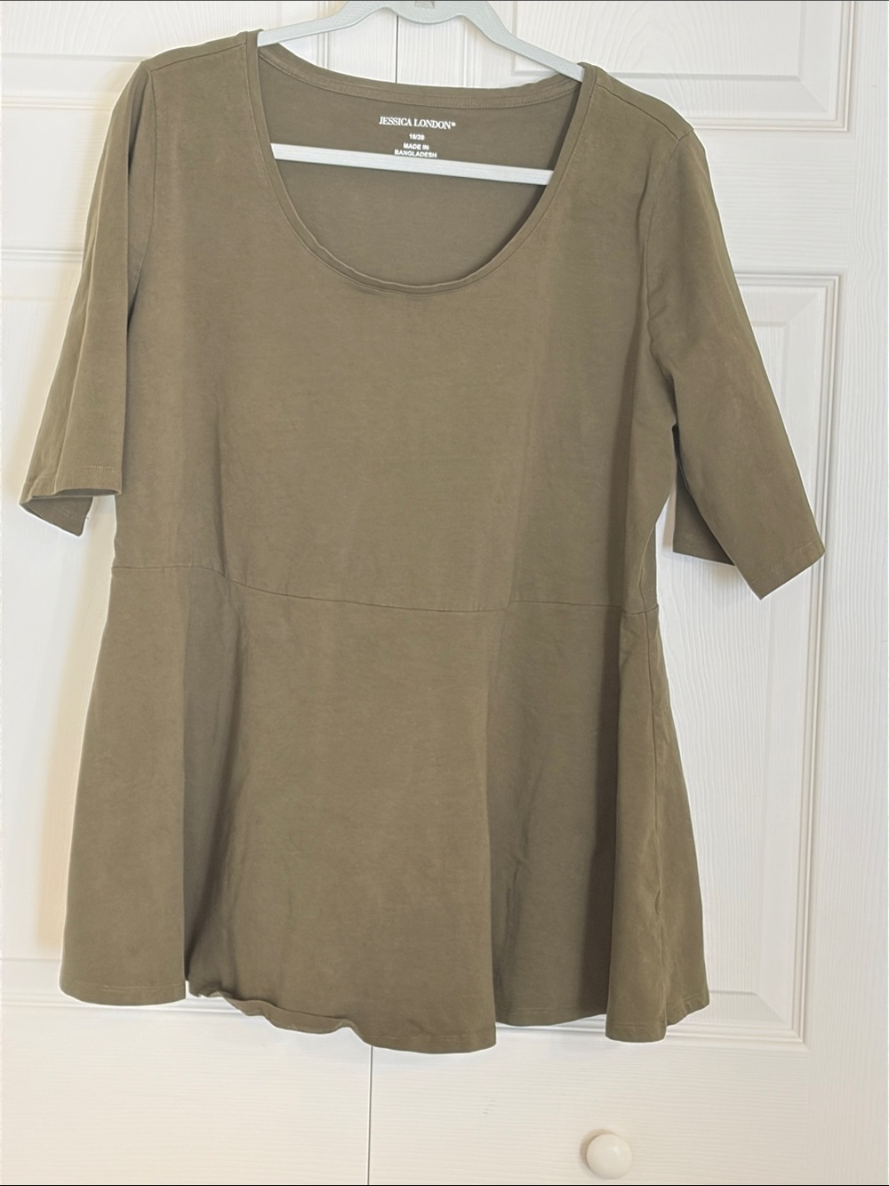 Jessica London Olive Scoop-Neck Peplum Tunic